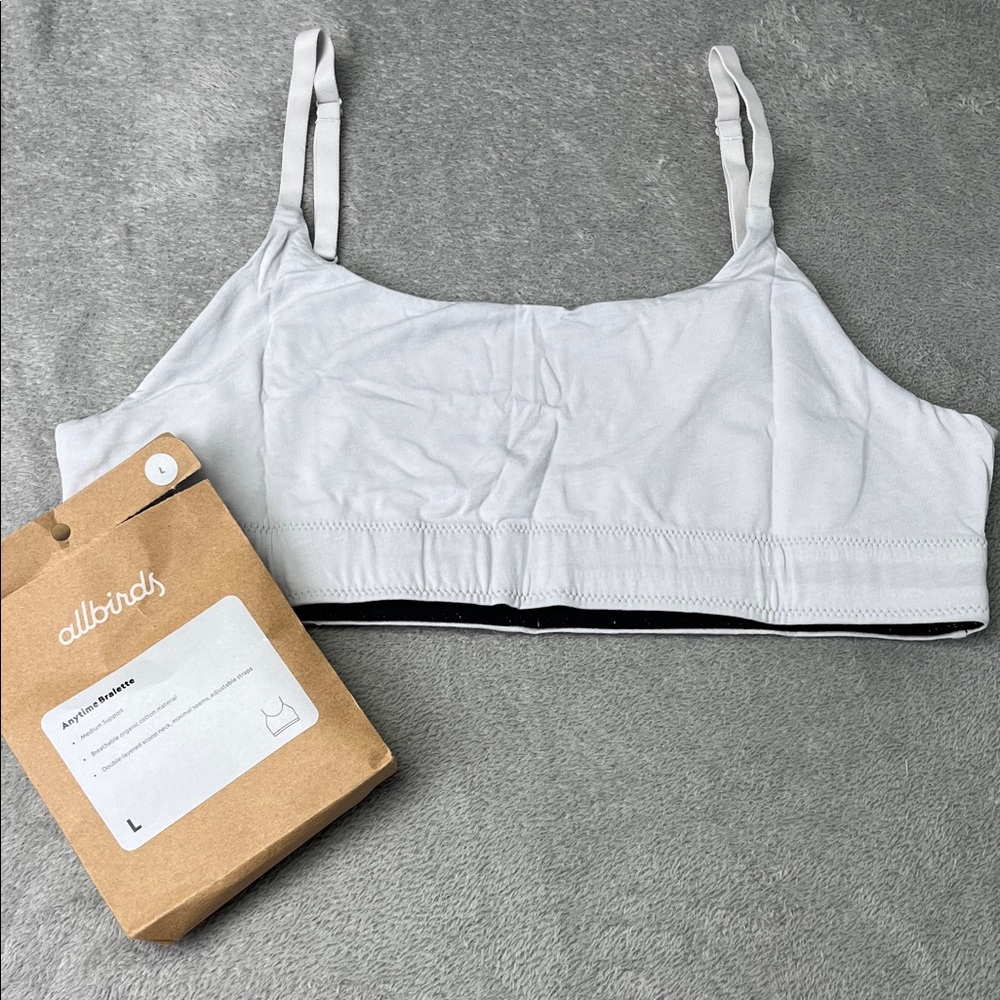 NEW Allbirds L Anytime Bralette Women's Light Grey
